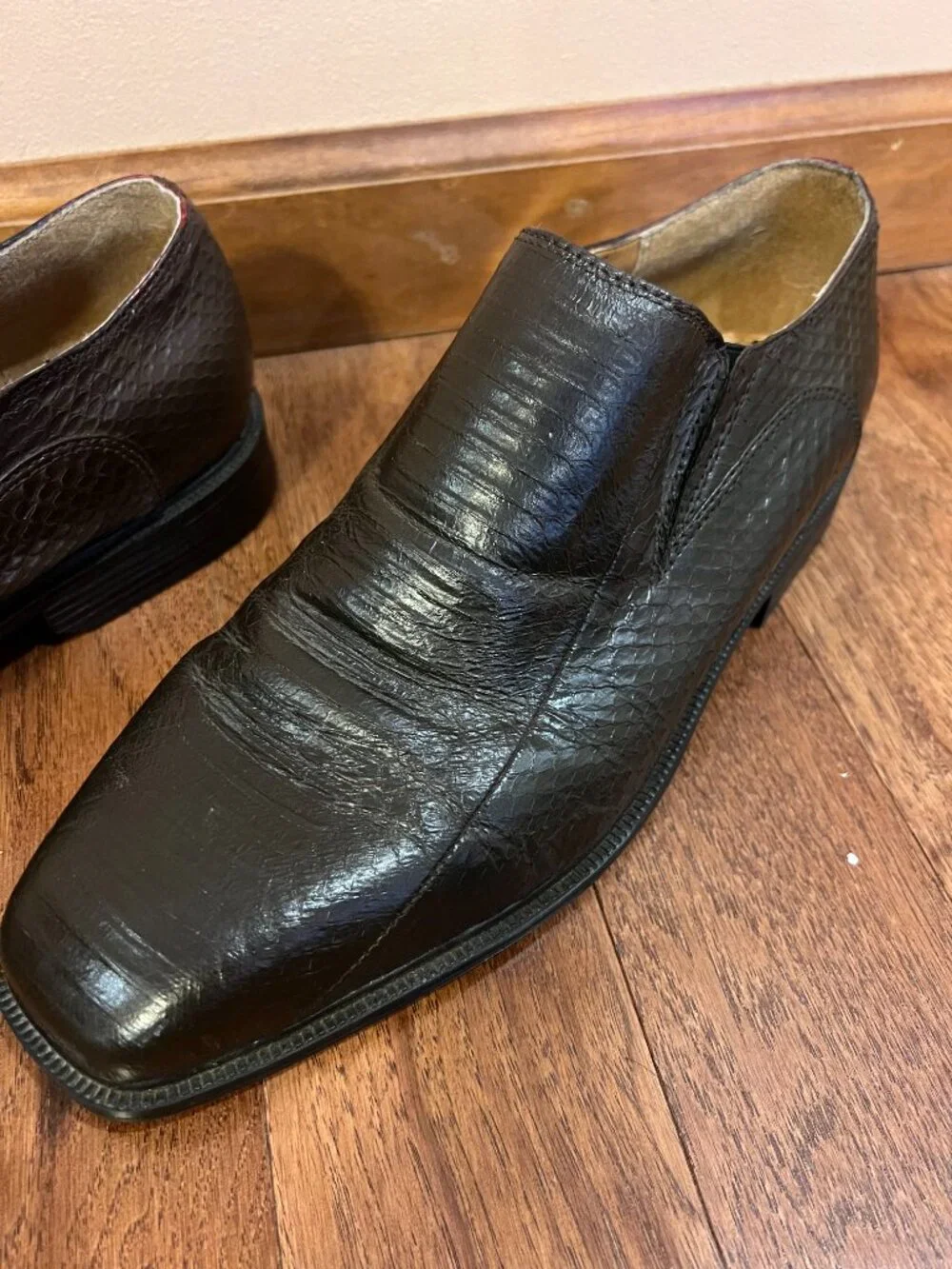 Men's genuine snake skin slip-on shoes